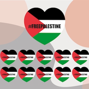 1200 x gratis Palestijnse hartstickers Gratis Palestijnse hartpapierstickers. afbeelding 1