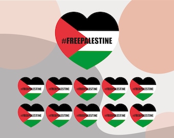 1200 x pegatinas de corazón de Palestina gratis: pegatinas de papel de corazón de Palestina gratis.