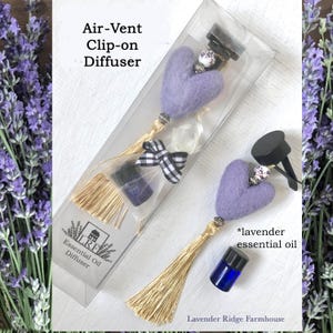 Auto Lufterfrischer/Diffusor für ätherische Öle/Entölungsclip/ umweltfreundlicher Wollfilz/Boho Autozubehör/Herz Gesundheit/ Stress verringern / * lavender EO
