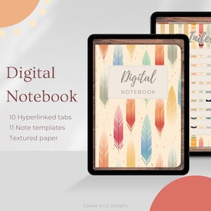 Digital Notebook Boho Aesthetic | Hyperlinked Tabbed Portrait Digital Notebook for Goodnotes, Notability, Noteshelf, and more