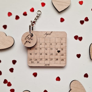 Personalised date keyring