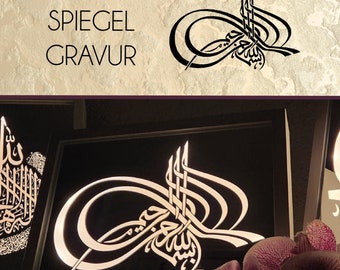 Engraved - Mirror | Perfect Ramadan - Gift with Bismillah | LED | Decoration | 21 x 30 cm