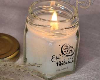 Regalo islámico Eid, Mini vela de favor, regalo personalizado, regalo de Eid Mubarak para familiares y amigos, Bayram, Hexágono