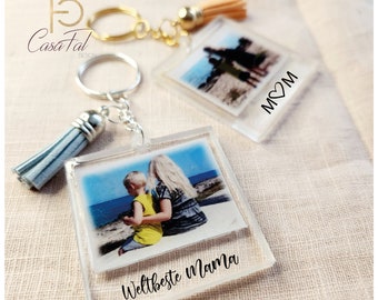 Personalized photo keychain, personalized mother gift, keychain for mom, Mother's Day, anniversary gift, handmade