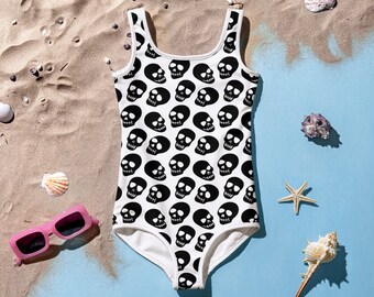 Gothic Skulls One-Piece Kids Swimsuit