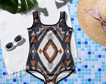 Aztec Style One-Piece Youth Swimsuit