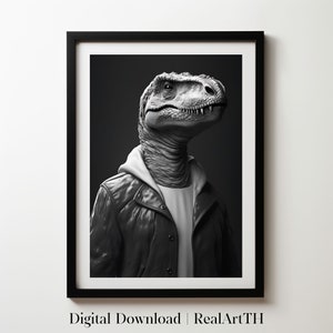 Dinosaurio fresco en un suéter imprimible pared Arte / Pared de invierno / arte de dinosaurios / Cartel de animales / Arte cambiante / Arte de la sala de estar Descarga digital