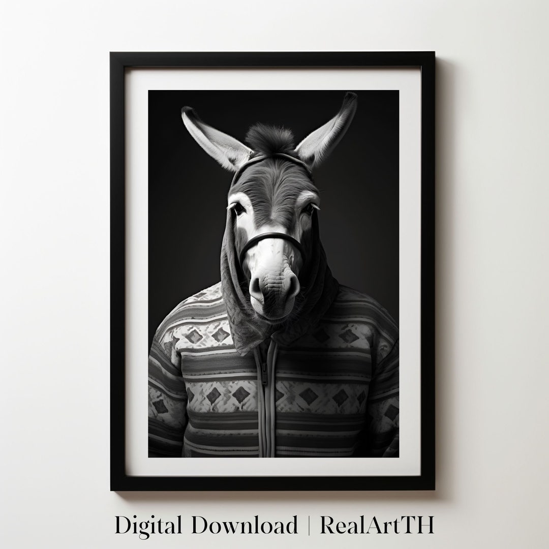 Simple Cute Donkey Art Print Casual Cotton Sweatshirt main image 1