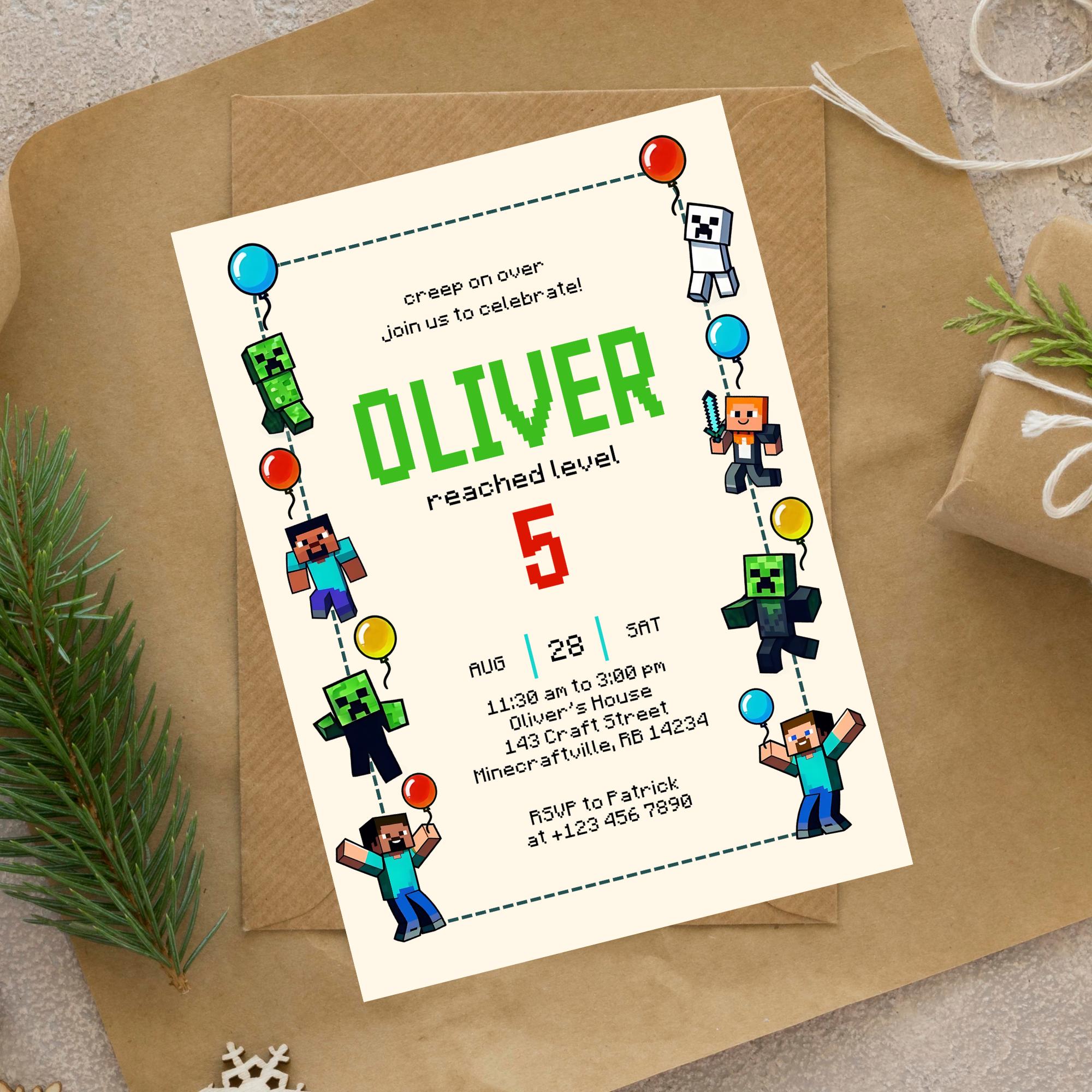 Minecrafter Birthday Invite Template