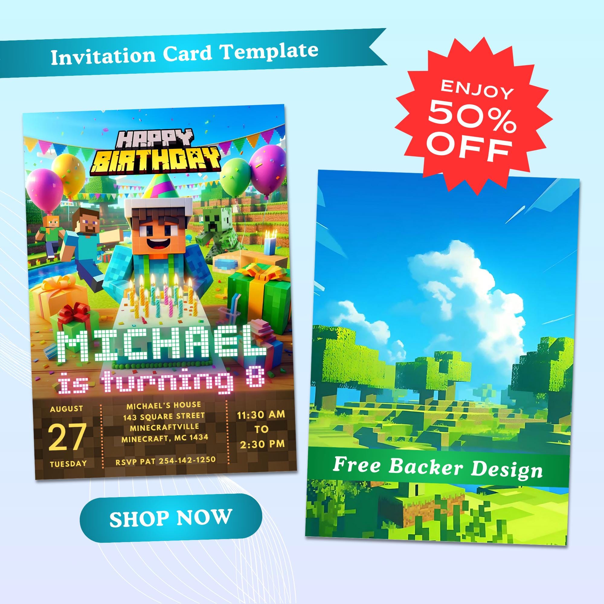 Minecrafter Editable Birthday Card