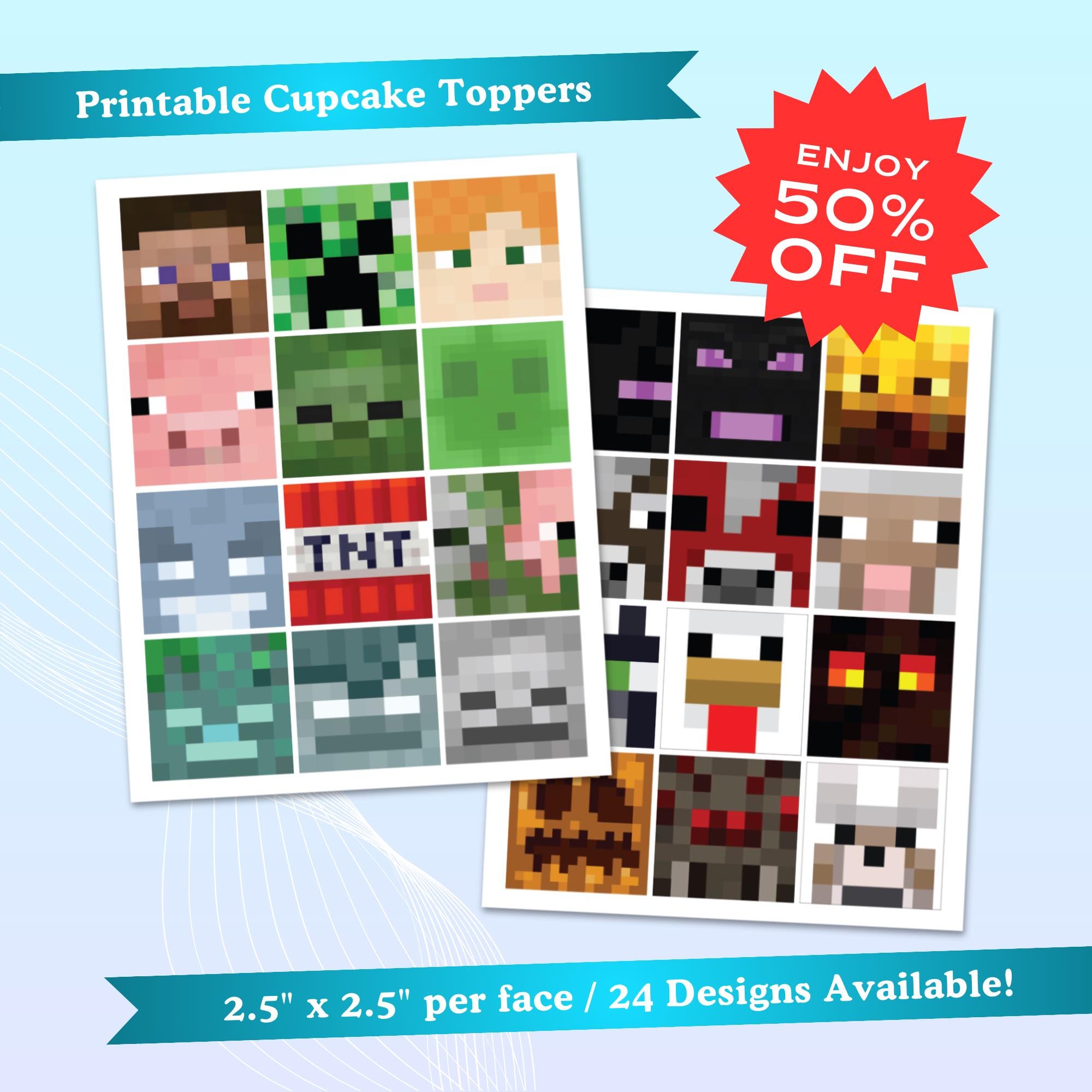 Minecrafter Printable Cupcake Toppers