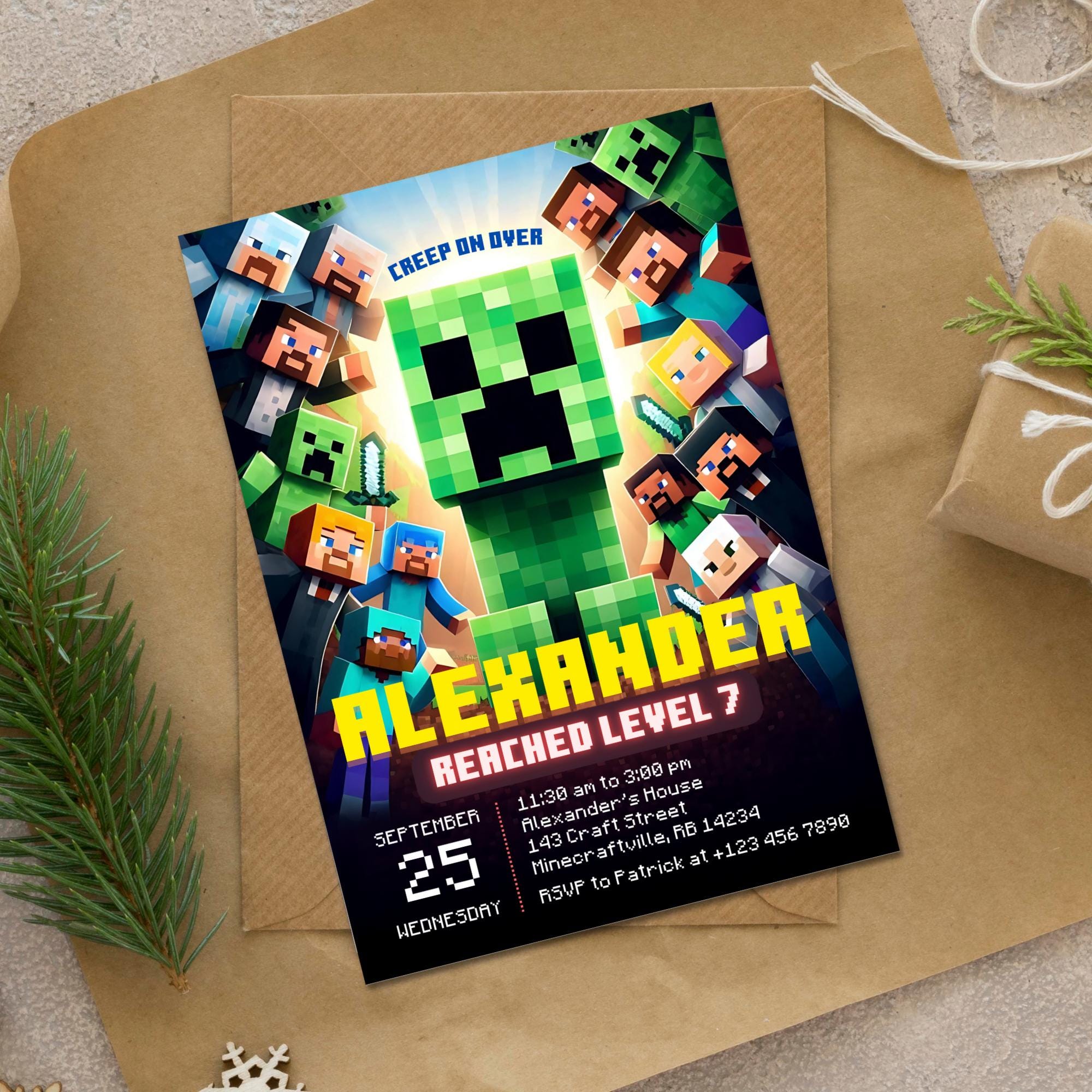 Minecrafter Birthday Card Template