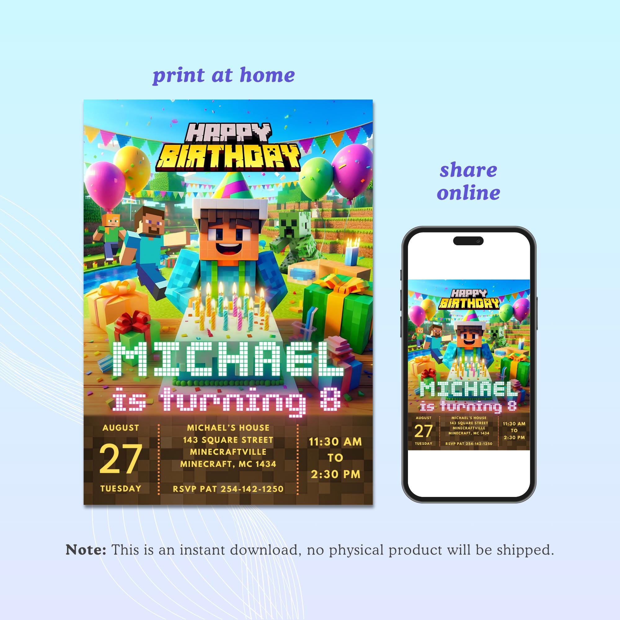 Minecrafter Editable Birthday Card