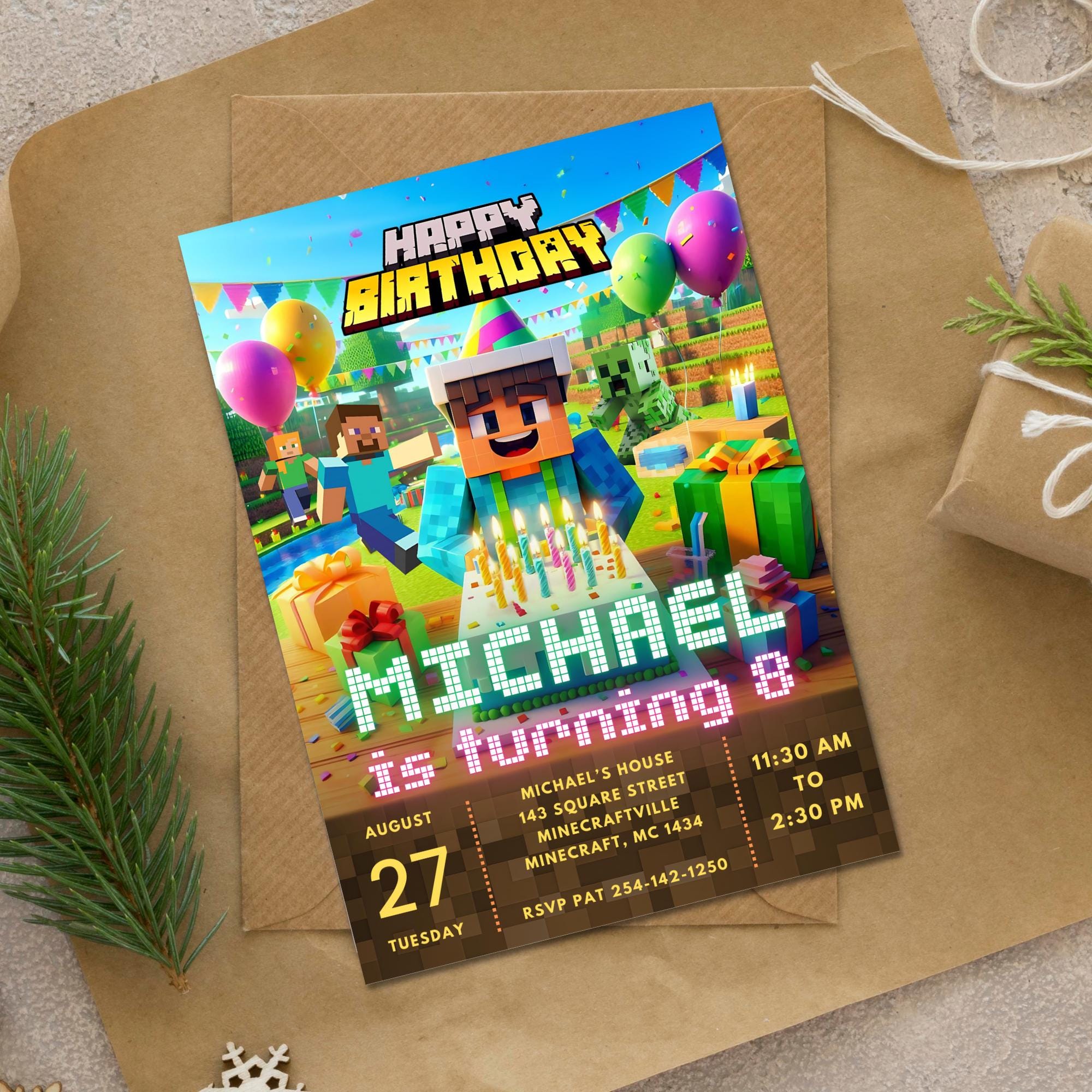 Minecrafter Editable Birthday Card