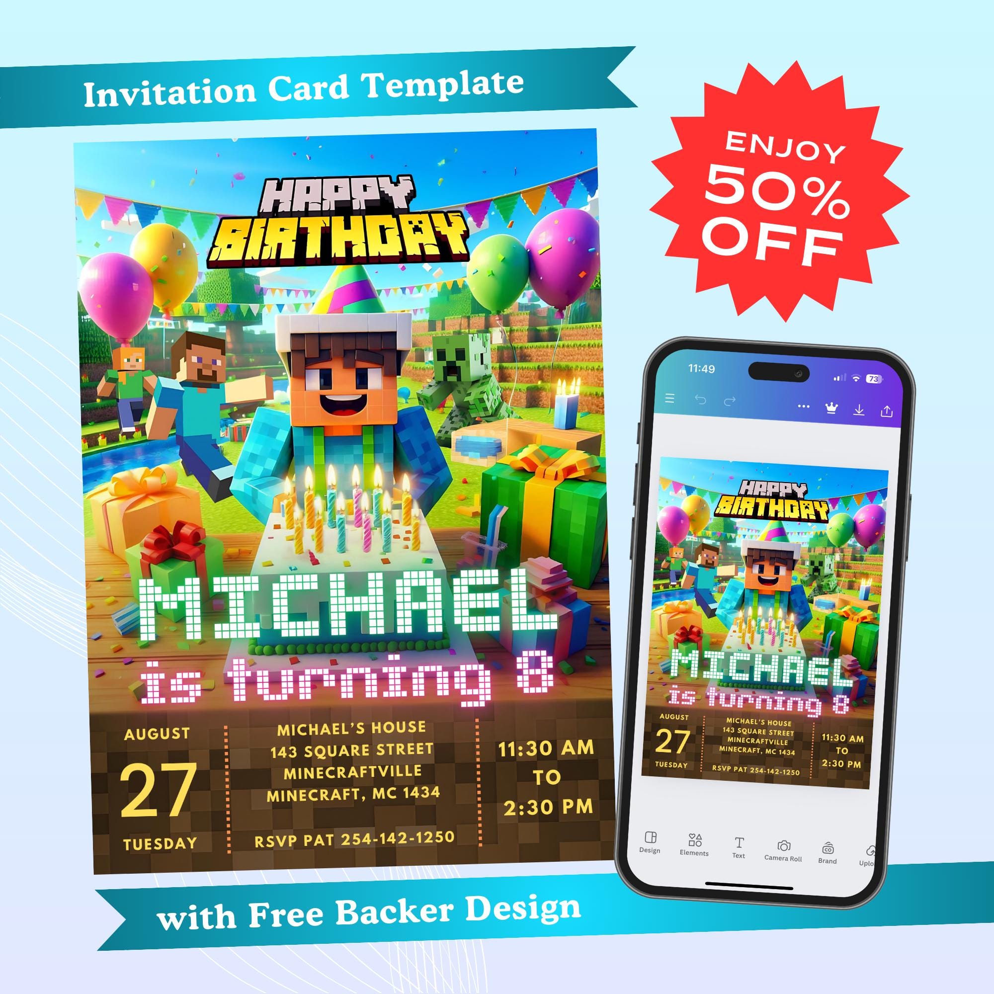 Minecrafter Editable Birthday Card