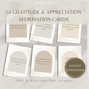Digital Affirmation Cards, Printable Affirmation Deck, Gratitude Affirmation Quotes, Daily Motivational Cards, Daily Gratitude Cards