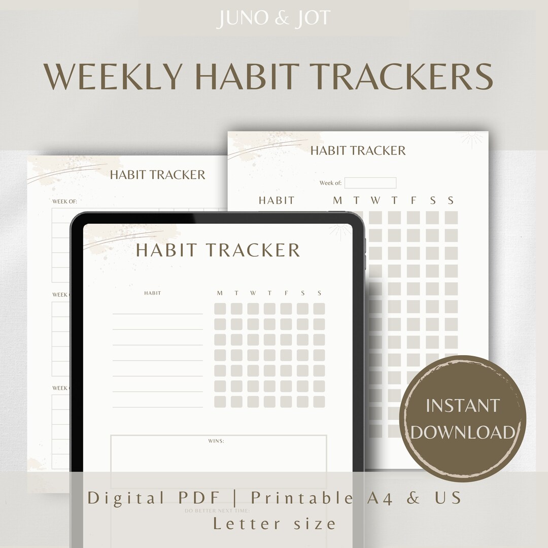 Weekly Habit Tracker Printable: Goal Log, Routine Chart (PDF) - Etsy UK