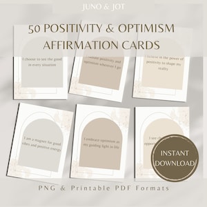 Digital Affirmation Cards, Printable Affirmation Deck, Positivity & Optimism Affirmation Quotes, Daily Motivational Cards, Wellbeing Cards