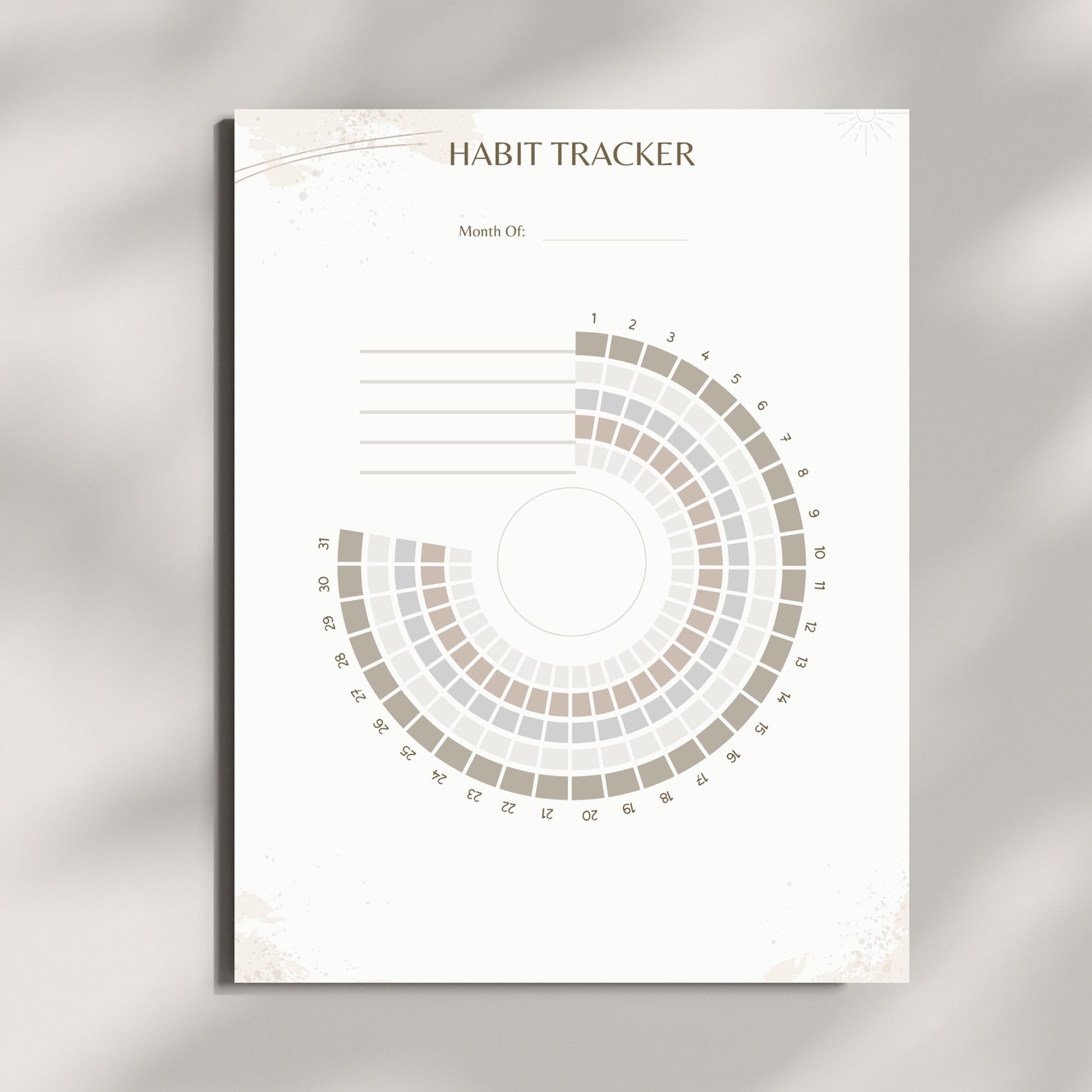 Circular Habit Tracker: Monthly Self-care Goals (PDF Printable) - Etsy