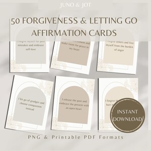 Digital Affirmation Cards, Printable Affirmation Deck, Forgiveness & Letting Go Affirmation Quotes, Daily Motivational Cards, Wellbeing Card