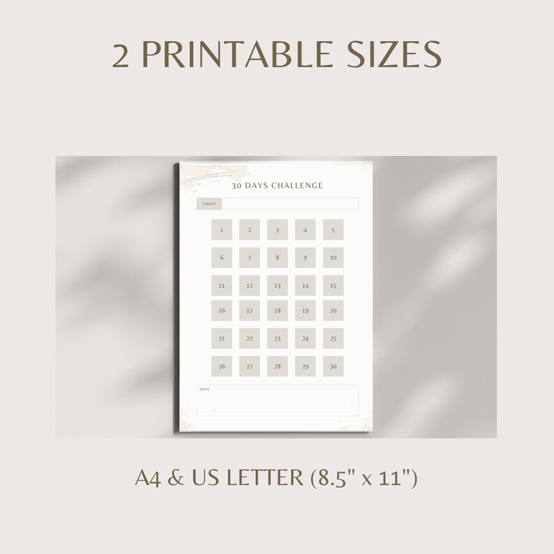 30 Day Challenge Tracker: Printable Goal Setting (A4/US Letter) - Etsy