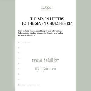 7 Churches Study Key Printable PDF for Revelation Bible Study, Revelation Bible Study Tool Printable PDF for studying, Printable Bible Study
