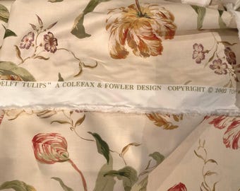 Colefax and Fowler, “Delft Tulips”, chintz fabric. one single piece 54 inches wide, 51 inches long.  185.00