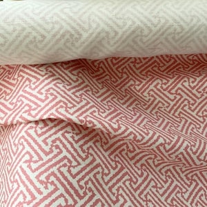 Quadrille China Seas designer fabric, pattern “Java”.  Single 3 yard piece in pink and white.