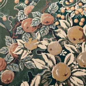 Brunschwig & Fils “Filoli Gardens”, rich and colorful hand print with foliage and fruit .Two cuttings .85.00