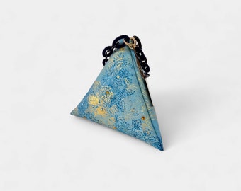 turquoise cork wrist bag/handmade bag/handmade cork turquoise pyramid bag/unique piece bag