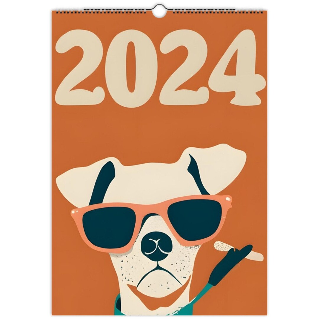 Dog Calendar 2024 Dog Wall Calendar 2024 Retro Dog Etsy Australia