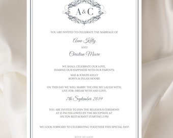 Royal Wedding Invitation Template, Wedding Invitation Editable, Wedding Invitation Instant download, Wedding Invitation Home printing