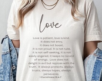 Love is patient shirt 1 Corinthians, Valentine's love shirt, Christian faith shirt, engagement gift her, couples Valentine's matching tshirt