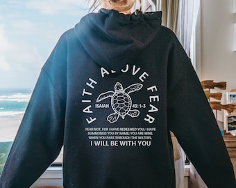 sea turtle hoodie ocean animal shirt coconut girl shirt christian merch ocean inspired style faith above fear beachy christian sweatshirt
