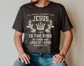 Jesus ist König Shirt Jesus Hoodie christliche Streetwear Bibel versierte Shirt Christian Merch adrette Kleidung Geschenk für Papa Herren christliches Shirt