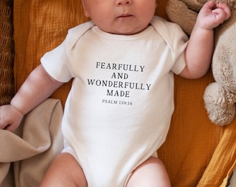 Psalm 139, ängstlich und wunderbar gemacht, christlicher Einteiler für Neugeborene, Baby-Body, IVF-Bibelvers, bald werdende Mutter, Geschenk für Frühchen und Mädchen