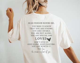 Liebe Person hinter mir Shirt Komfort Farben, Sie Materie T-Shirt, übergroßes ästhetisches Sweatshirt, Tik Tok Hoodie, Bewusstsein für psychische Gesundheit, tee