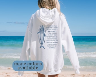 Save The Sharks Hoodie Protect Our Oceans Hoodie Ocean Inspired Style Coconut Girl Beachy Sweatshirt Ocean Animal Conservation Shirt Surfer