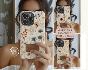 Personalisierte Blumen iPhone 15 Hülle 14 Pro 15 Pro Max 12 Mini Hülle, Wildblumen Boho iPhone Handyhülle, benutzerdefinierte Blumen Handyhülle iPhone 13 Pro