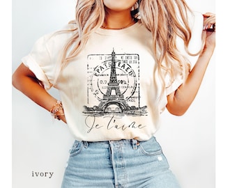 Je T'aime Paris Eiffel Tower Shirt Bonjour Travel To France Trip T Shirt Comfort Colors Paris Vacation Gift Souvenir French Love Shirt Girls