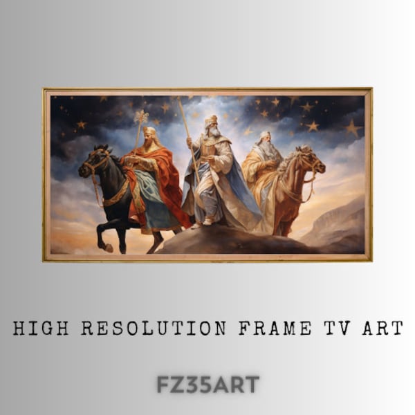 Digital Frame TV Art, Samsung Frame Tv Art Three Wise Men Follow the Star, Christian Art, Christmas Holiday digital art V01