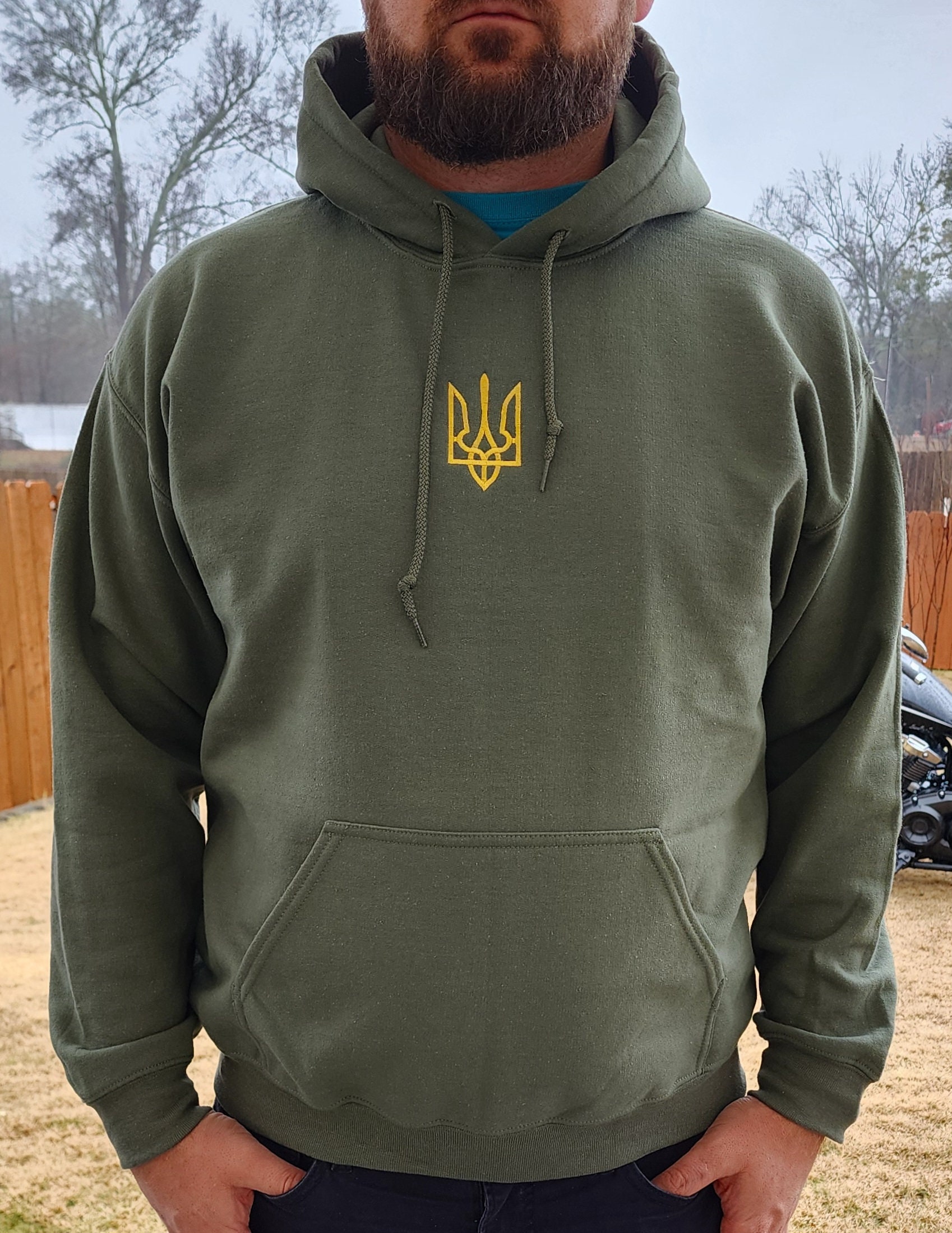 4 hoods Show support Ukraine colors reversible Fleece hood moves with your head Tough Duck Class 2 Hi Vis X-Back Fluorescent Green Zip-Up  main image 3