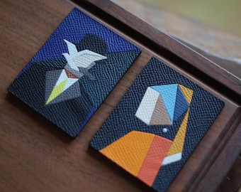 Portachiavi per borsa in vera pelle fatto a mano con dipinto famoso, ragazza con l&#39;orecchino di perla, uomo con bombetta, ciondolo per borsa Vincent Van Gogh
