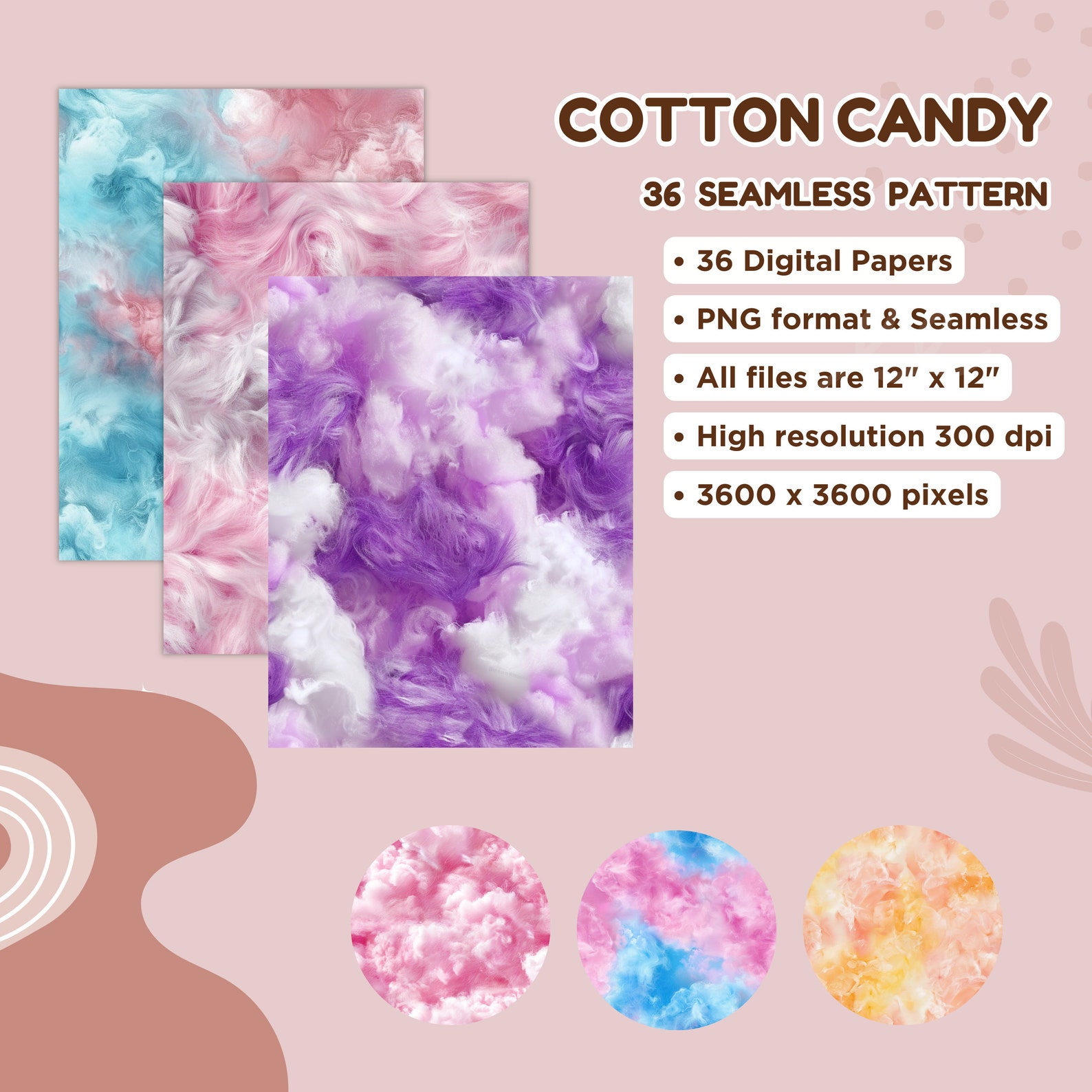 Cotton Candy Seamless Pattern, Pastel Texture Digital Paper, Pastel ...