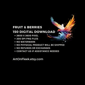 FRUIT & BERRIES Seamless Digital Paper, 150 Seamless Pattern, Repeat Pattern, Commercial Use, Seamless fruit pattern, Vector illustration  ArtOnFleek