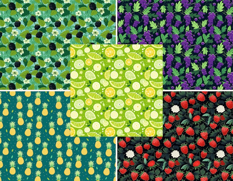 FRUIT & BERRIES Seamless Digital Paper, 150 Seamless Pattern, Repeat Pattern, Commercial Use, Seamless fruit pattern, Vector illustration  ArtOnFleek