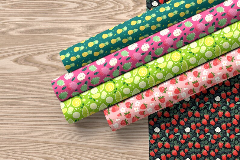 FRUIT & BERRIES Seamless Digital Paper, 150 Seamless Pattern, Repeat Pattern, Commercial Use, Seamless fruit pattern, Vector illustration  ArtOnFleek