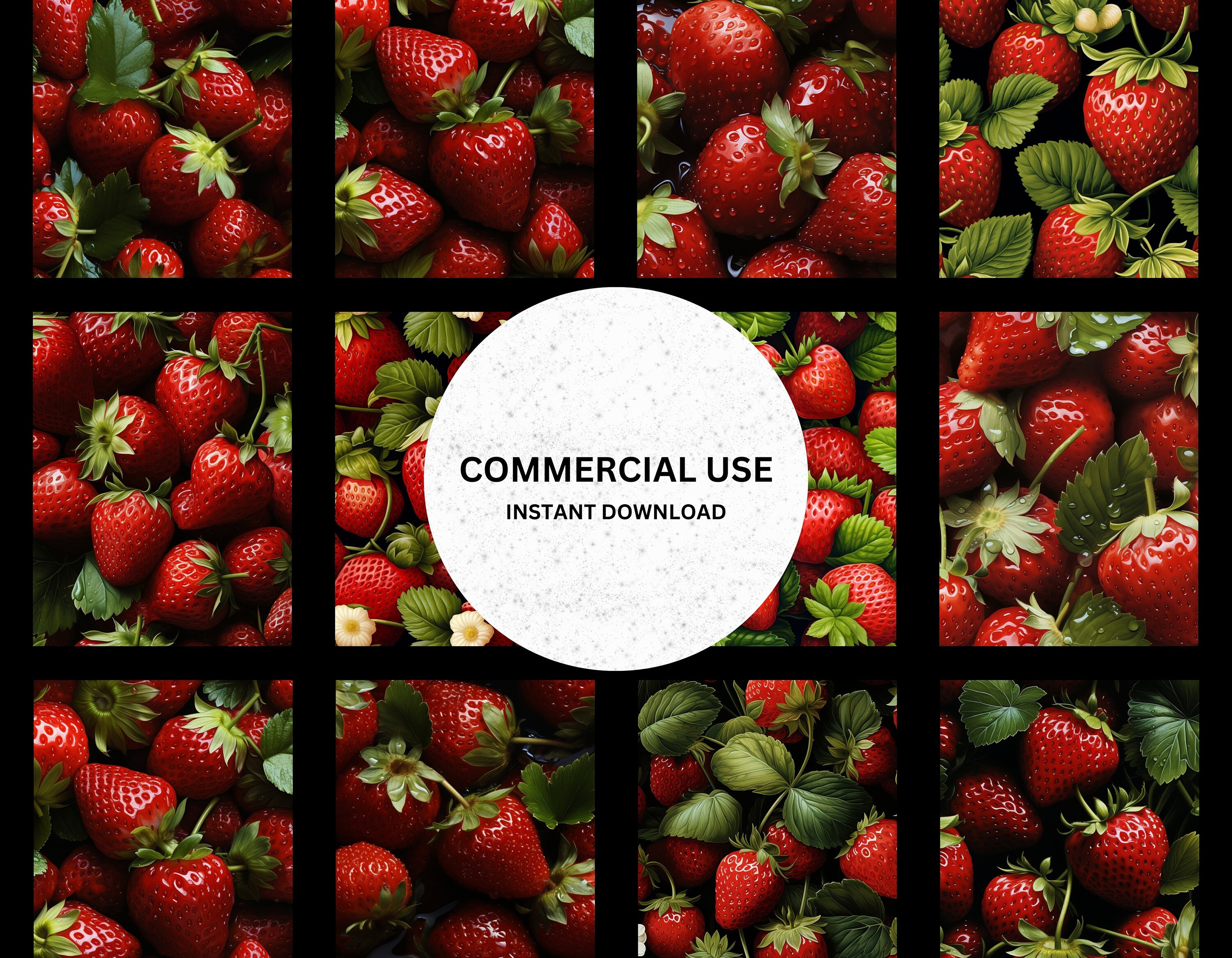 Strawberry Seamless Pattern, Highly Realistic, 24 Strawberry Pattern ...