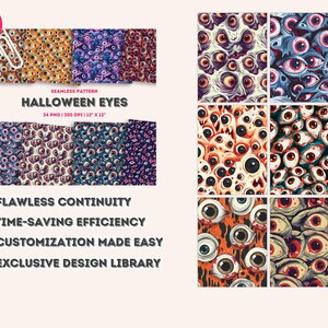 Halloween Eyes Digital Papers, Spooky Eyes Seamless Pattern Scary ...