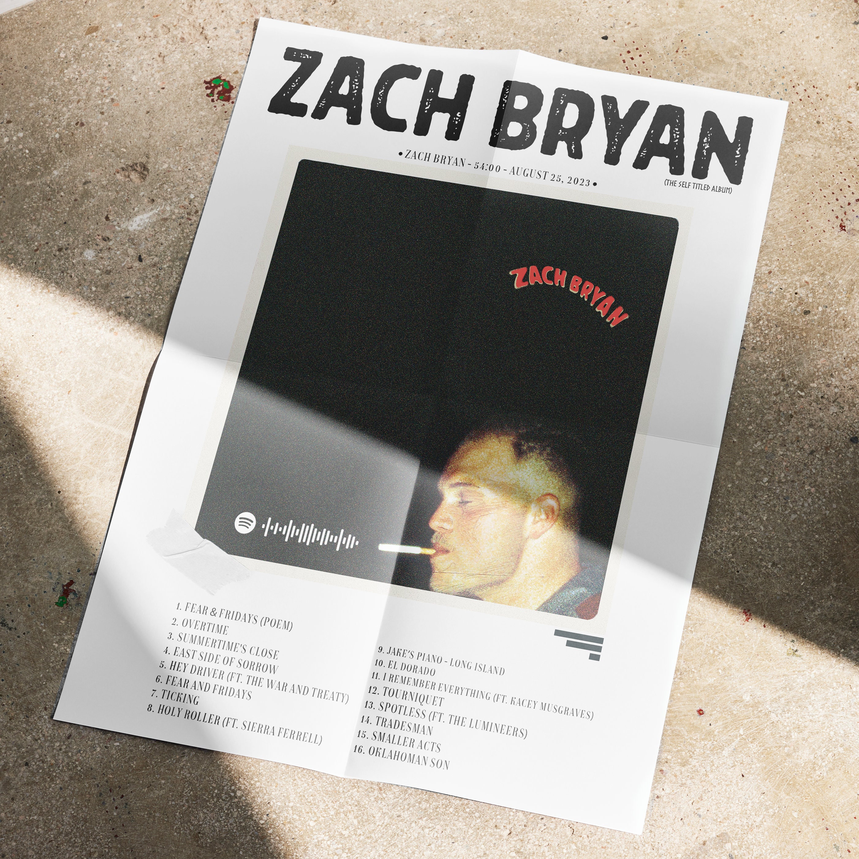 Zach Bryan Album Cover Poster Digital Download Zach Bryan Selftitled